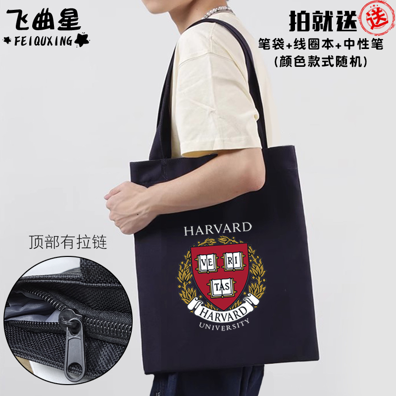 哈佛大学麻省理工芝加哥斯坦福学校帆布包袋手提学生书包单肩背包