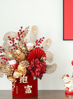 2023新年客厅福桶红果喜庆摆件