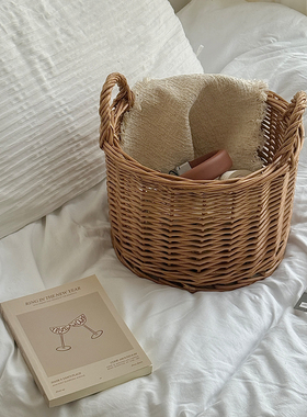 柳编收纳筐小号脏衣篓杂物脏衣服收纳框储物篮子收纳筐脏衣篮日式