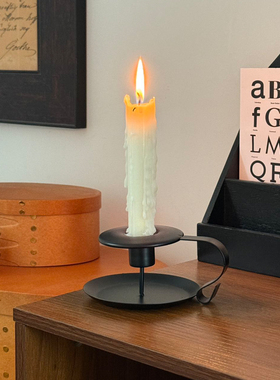 ins复古做旧白色铁艺烛台香薰蜡烛台座欧式客厅餐桌氛围感摆件