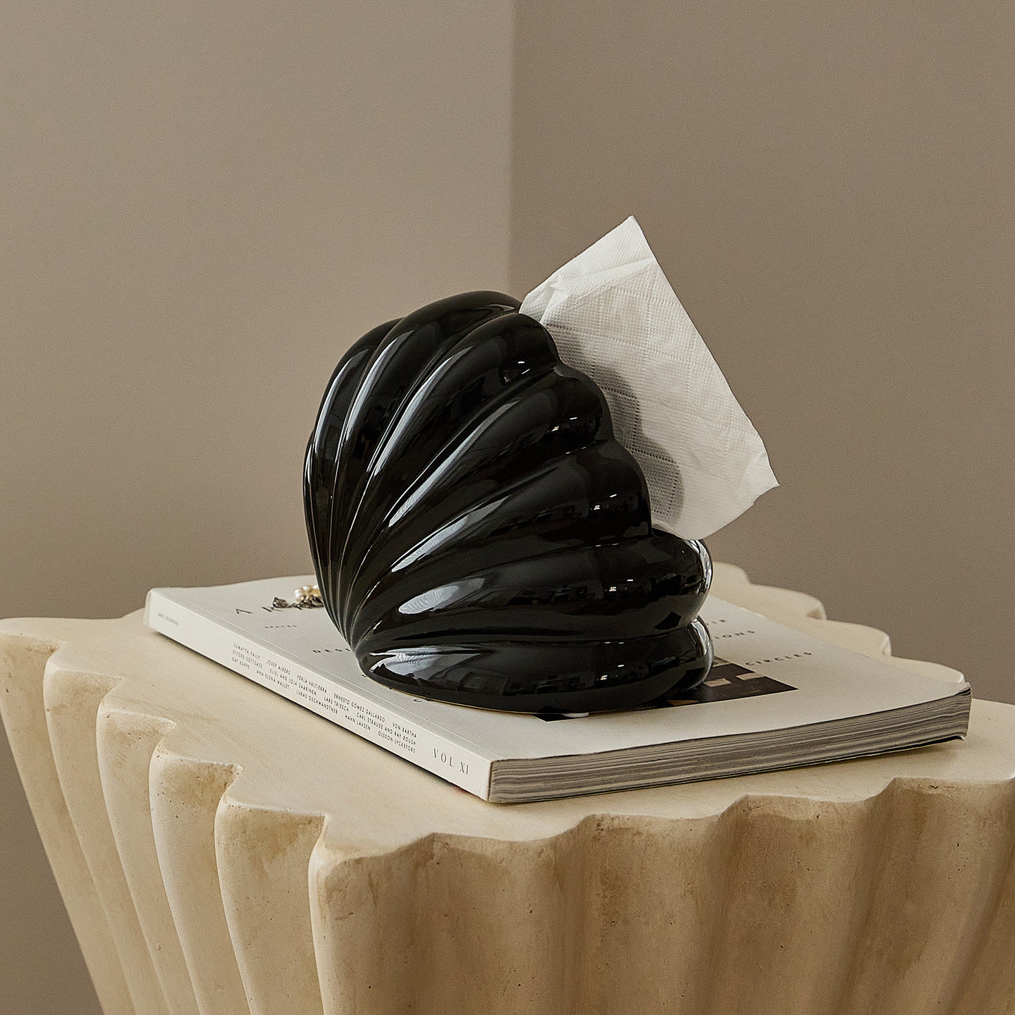 ins现代创意贝壳斜口陶瓷纸巾盒轻奢高级感艺术收纳盒抽纸盒摆件,淘宝优惠券,粉丝福利购,淘宝优惠卷