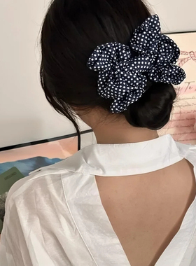 韩系甜美波点蝴蝶结发夹女高级感后脑勺半扎发夹子马尾弹簧夹发饰
