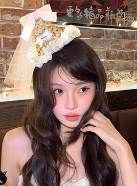 金色亮片丝绒蝴蝶结生日帽