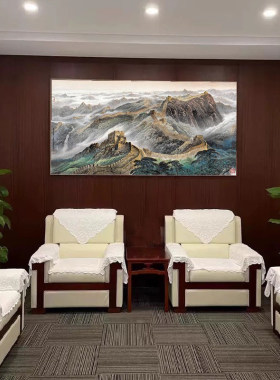 山水画万里长城背靠金山客厅