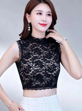 假领子蕾丝高档洋气蕾丝上衣秋冬女背心内穿半高领百搭假领子新款