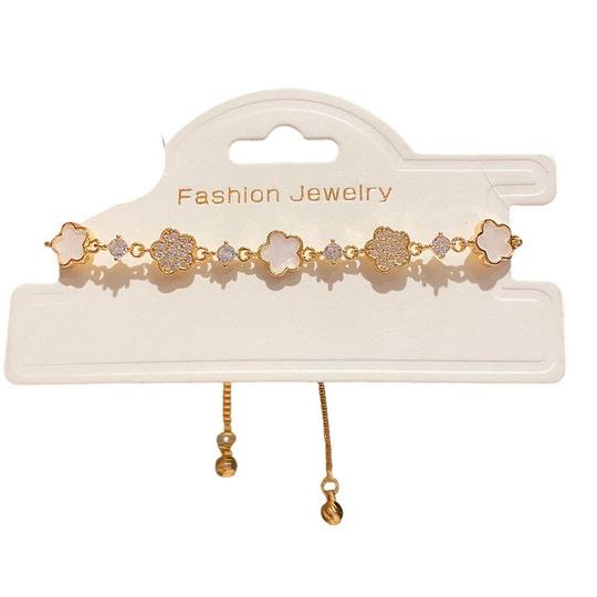 时尚小众女抽拉式手饰醋酸花朵气质板轻奢锆石高级感手链手环百搭