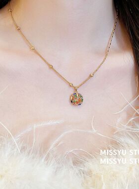 莫奈花园电镀小巧锁骨真金女项饰