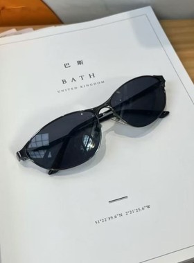 小红书达人街拍Y2K辣妹墨镜女感美式复古金属猫眼太阳眼镜潮