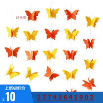 3 m Colorful Butterfly Three-dimensional Paper Laflower Wedding Celebration Birthday Party Venue Childrens House Placement Hanging String Decoration Manufacturer