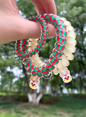 CHATRAN圣诞驯鹿时尚电话线发圈女秋冬TT圈高弹力皮筋头绳手环