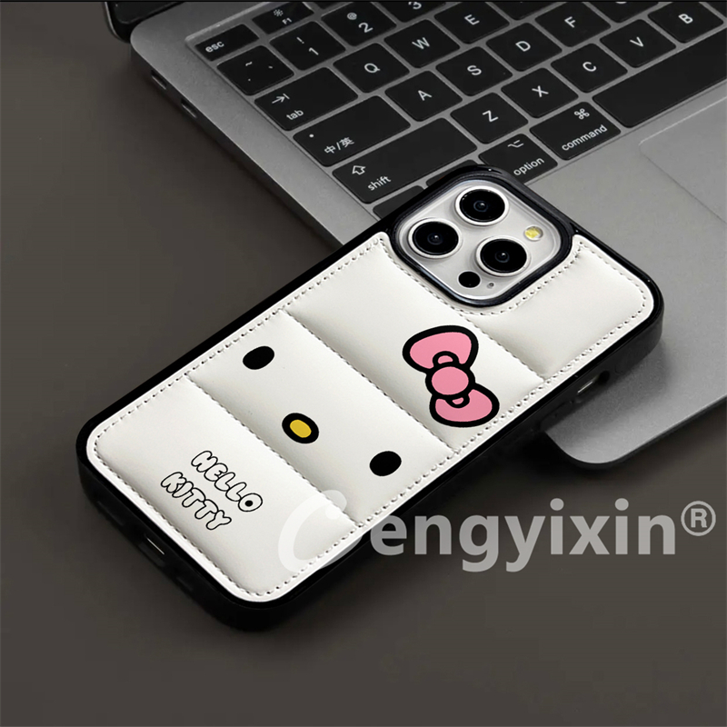 苹果16凹凸15面包手感13适用于16Pro羽绒服造型iPhone15ProMax手机壳11大孔12软边12Pro保护壳12粉蝴蝶结kt