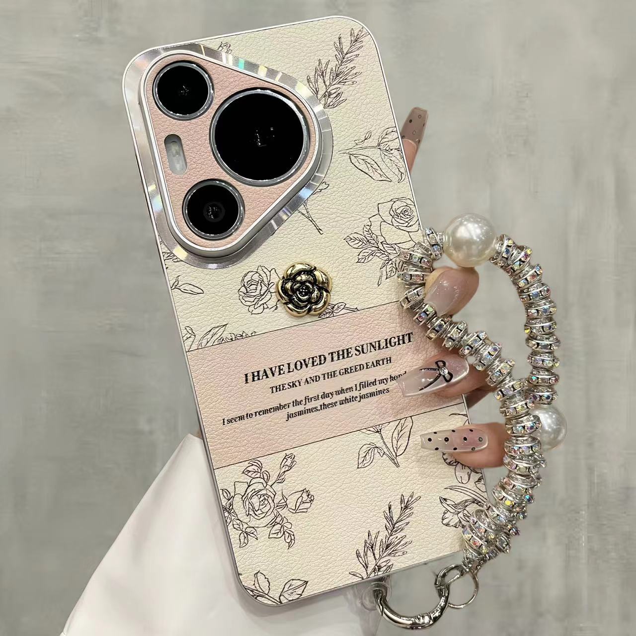 适用华为pura70pro+新款手机壳70Ultra素描皮质山茶花mate60pro高级感p60/p50奢华荣耀100pro全包magic6pro女