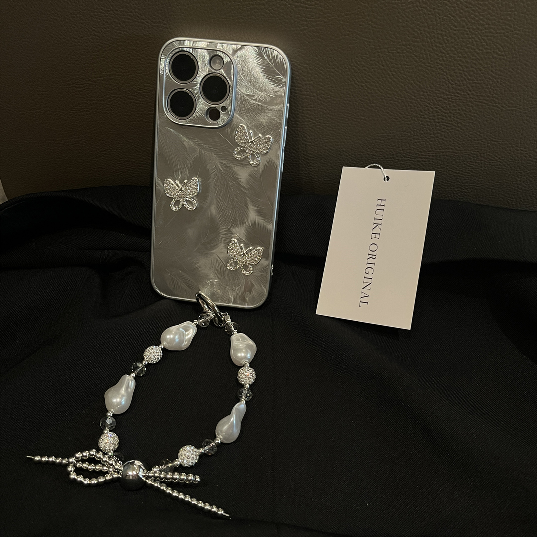 羽毛极光立体蝴蝶适用苹果15promax手机壳女款iphone14新款高级感13pro全包小众12创意防摔mate60ins风保护套
