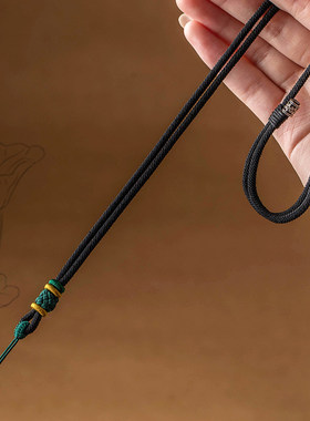 黄金玉坠蜜蜡项链挂绳手工编织绳