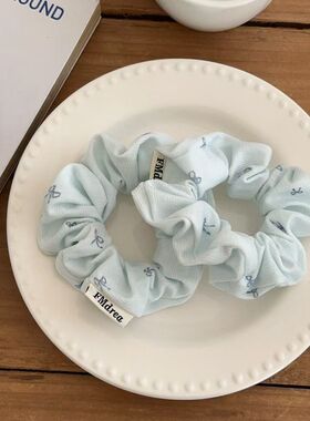 春夏灯芯绒蝴蝶结发圈少女发绳奶油海盐蓝色大号丸子头大肠圈发饰
