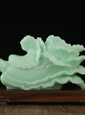 新中式玉白菜招财摆件客厅酒柜装饰品办公室桌面摆设店铺开 业礼