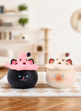 创意香薰炉桌面摆件喵呜喵呜小香炉盲盒可爱家居装饰品新款批发