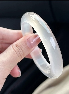 带证书 特级白月光手镯天然玛瑙玉髓高冰荔枝冻真玉时尚旺夫送礼