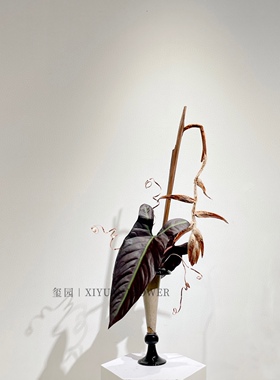 中古花瓶黑暗高级色系插花高脚肌理新中式侘寂艺术手工琥珀花器