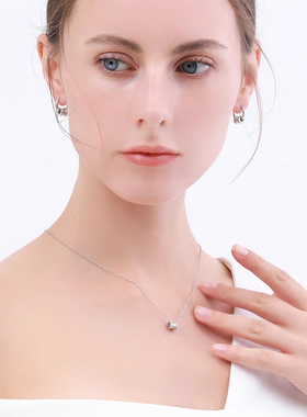 遇图小蛮腰银镶环钻项链女设计感