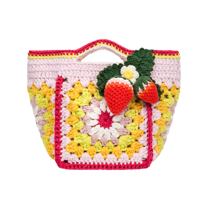 雪球diy手工编织扁平线祖母方格手提包材料包毛线钩织花朵森系包,淘宝优惠券,粉丝福利购,淘宝优惠卷