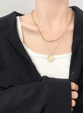 Punk multi-layer necklace simple collarbone chain朋克项链