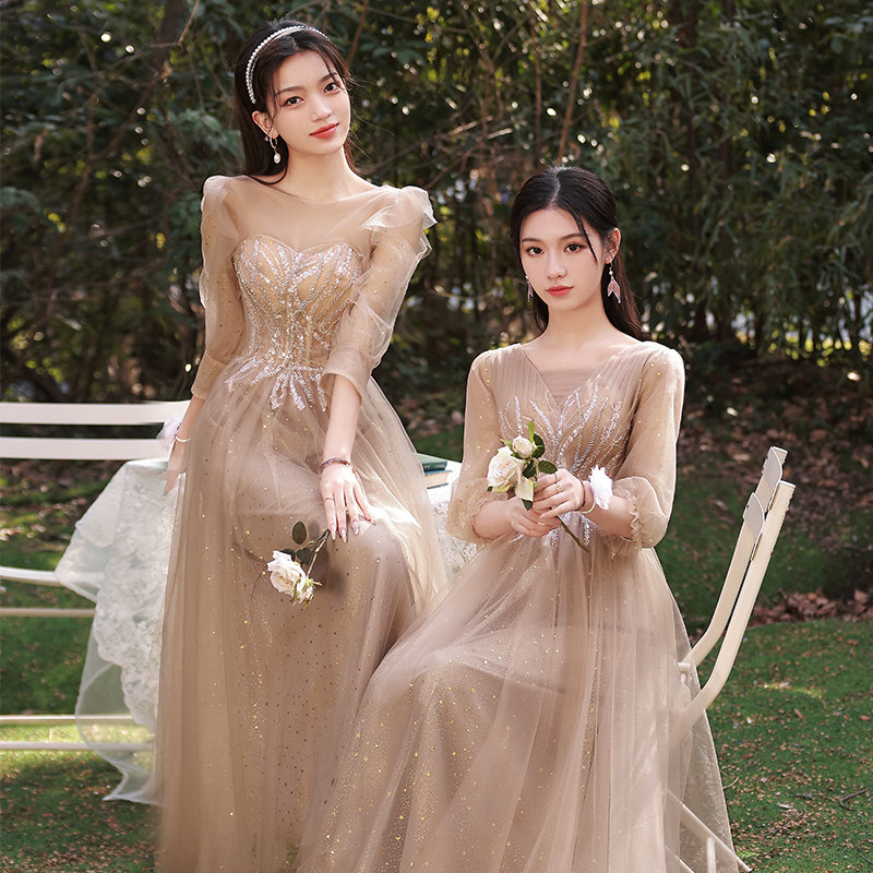 伴娘服2024新款毕业晚礼服平时可穿主持人夏季高级小众姐妹团大码