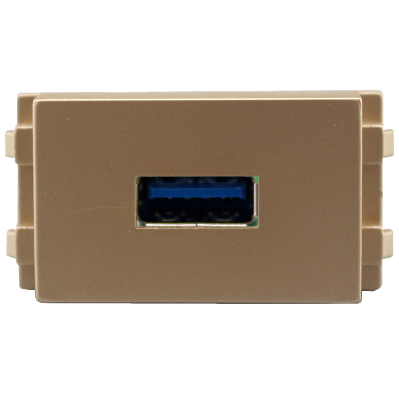 128型香槟金色3.0版USB数据模块母对母USB直通延长直插面板功能件 - 图3