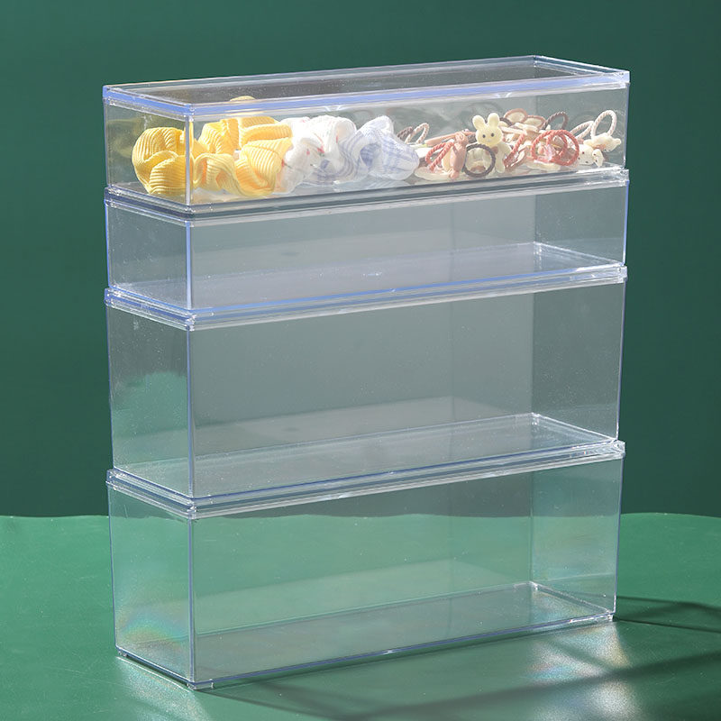 桌面收纳盒透明窄长带盖化妆品护肤品眉笔刷镜柜洗脸巾棉签口红盒,淘宝优惠券,粉丝福利购,淘宝优惠卷