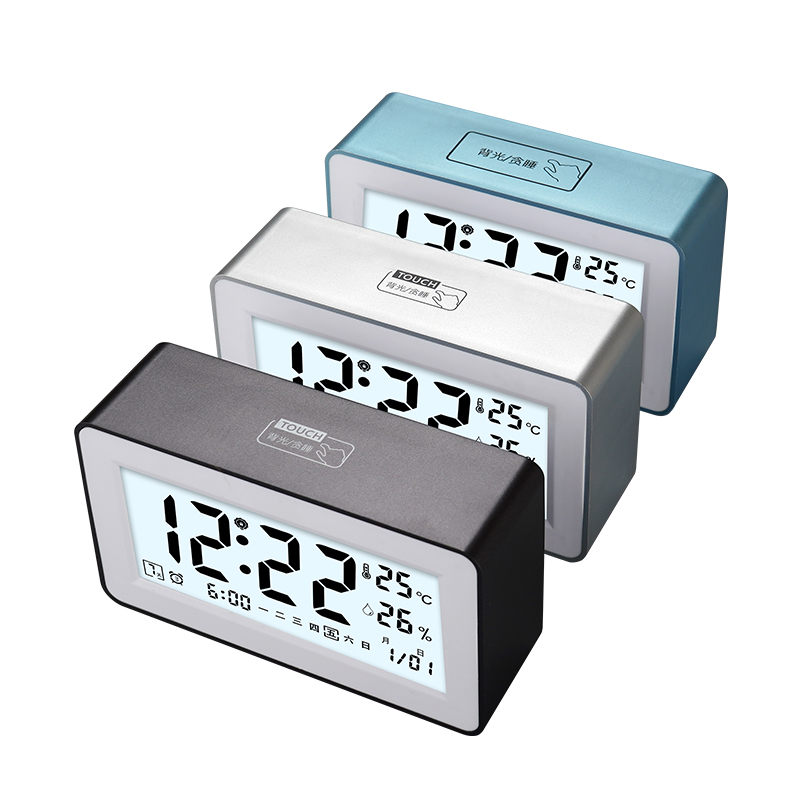 电子温度计湿度计家用室内精准智能夜光闹钟卧室儿童学生创意钟表 - 图3