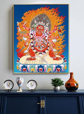 定做黑客天唐卡挂藏传护像法大神金刚手萨装饰画厅画办公室财招菩