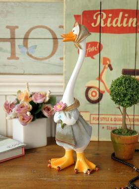 可爱的田园一家三口鸭树脂摆件创意儿童房动物桌面家居饰品装饰