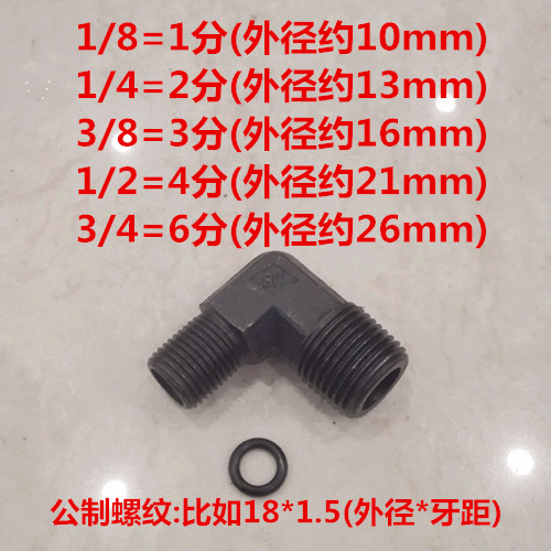 油管接头3分Zg3/8-M14/16/18/22*1.5A型平口英制公制直通直角0314 - 图1