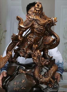 关公摆件财神爷羽二像武