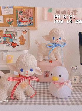 ins风复古昭和小羊搪胶桌面摆件少女心可爱拍摄道具发声绵羊包邮
