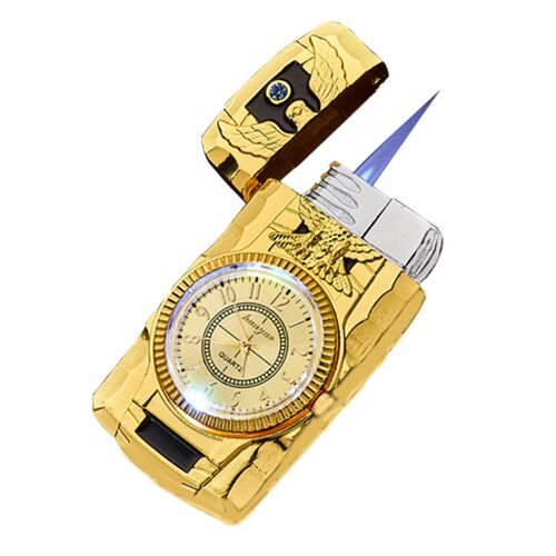 Colorful light watch inflatable lighter metal windproof打火 - 图3