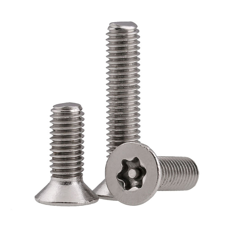M3M4M5M6M8不锈钢304沉头梅花带柱螺丝防盗钉平头内六角带针螺栓 - 图1