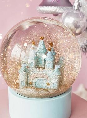朝暮水晶球城堡玻璃摆件创意浪漫新婚纪念日节日女生闺蜜生日礼物