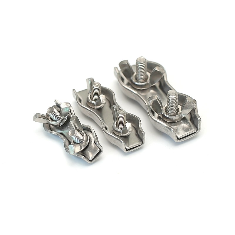 手拧304不锈钢钢丝绳双夹刹车线夹头卡头紧固夹绳卡M3M4M5M6M8M10 - 图0