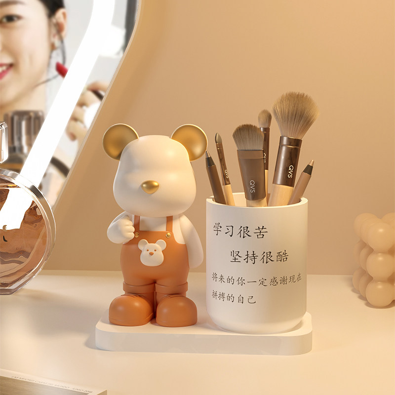 学习很苦坚持很酷摆件学生中高考礼物励志笔筒儿童书桌办公室装饰