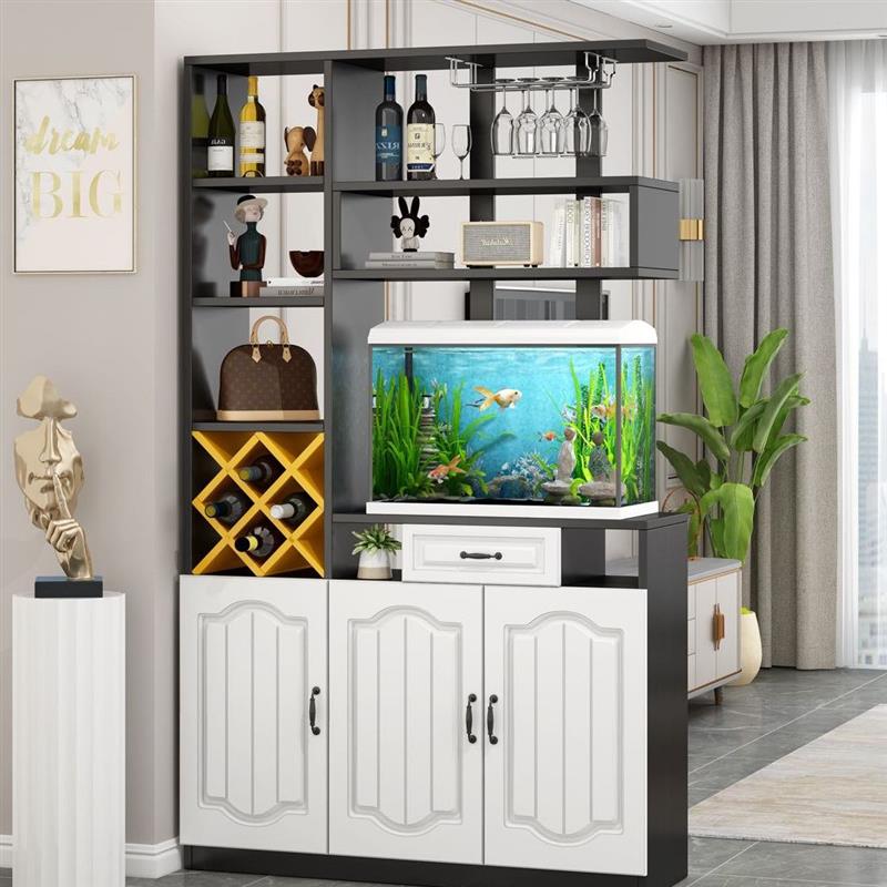 入户玄关柜鱼缸酒柜餐厅屏风隔断柜欧式轻奢门厅柜客柜进门鞋柜 - 图0