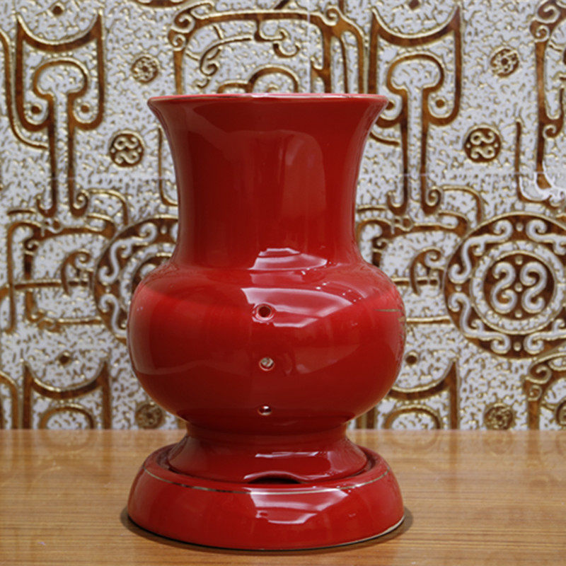 中国红高端喜庆兰花盆家居摆件花瓶描金彩边彩花花瓶包邮,淘宝优惠券,粉丝福利购,淘宝优惠卷