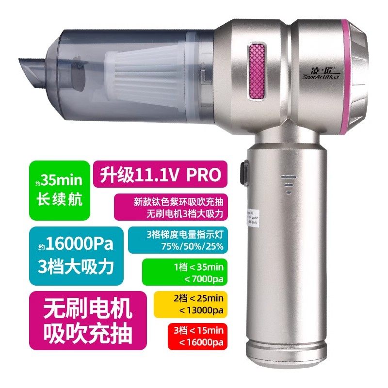 凌匠车载无线吸尘器吸吹充抽汽车用家车两用小型无刷3档大吸力12V,淘宝优惠券,粉丝福利购,淘宝优惠卷