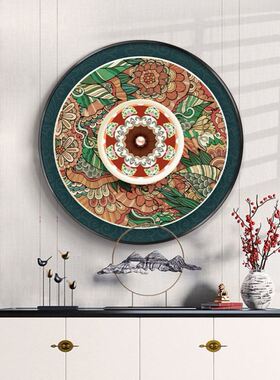 唐卡酒店壁画装饰画客厅八卦图沙发背景玄关东南亚墙挂画坛城九宫