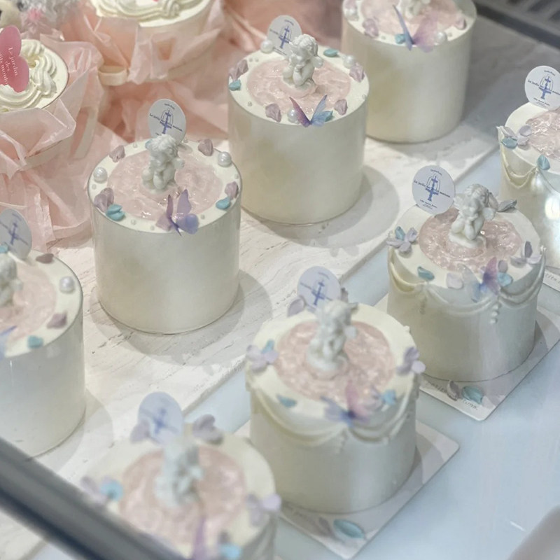 七夕情人节丘比特天使蛋糕装饰摆件唯美薄纱蝴蝶女神生日插件装扮