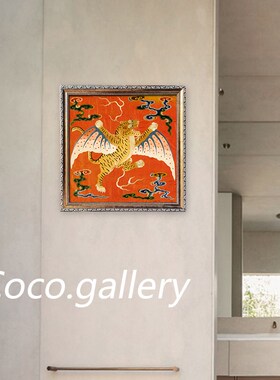 带框古美式新中式古典p实木如虎添翼装饰画客餐厅卧室麒麟祥瑞挂