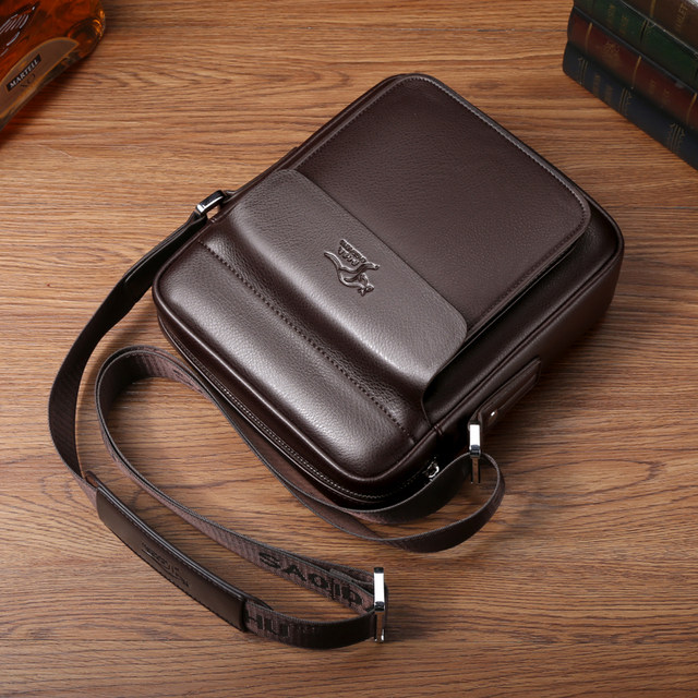 Sachy Kangaroo Men's Shoulder Bag Genuine Leather Business Men's Bag Crossbody Bag Soft Leather Hanging Bag Casual Slant Small Backpack