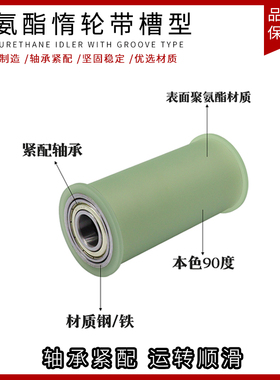 聚氨酯包胶滚筒带边H型防撞双轴承从动轮带槽无动力滚压轮PU胶辊
