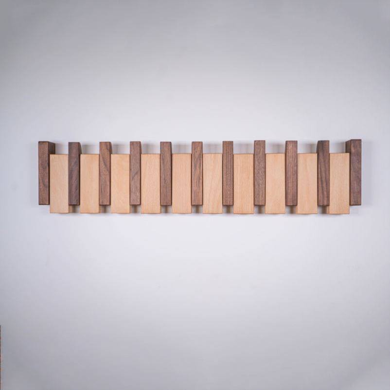 实木挂衣架衣服挂挂墙仿钢琴键挂壁衣架入户门玄关墙面木色衣帽架,淘宝优惠券,粉丝福利购,淘宝优惠卷