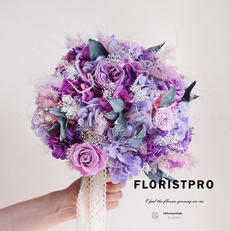 日本进口永生奥汀紫玫瑰花束手捧花瓶花家居装饰摆件母亲节礼物